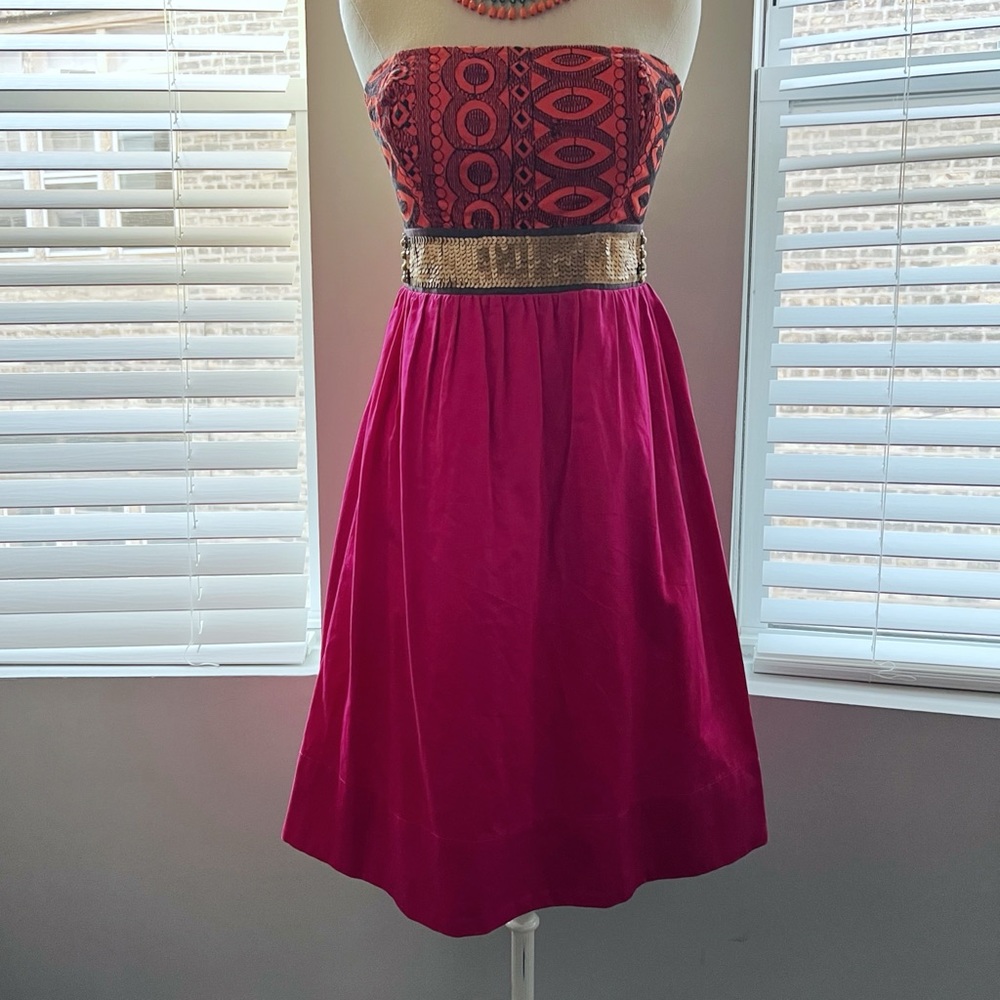 Anthropologie Floreat Strapless Dress